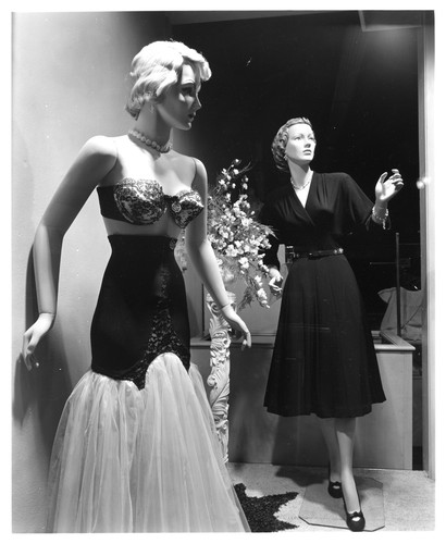 Hart's Department Store Mannequin Modeling Women's Undergarments and Dress