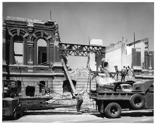 View of Workers Demolishing the Old San Jose City Hall Building