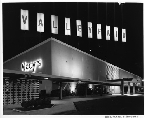 Exterior View of San Jose Macy's Department Store by Night