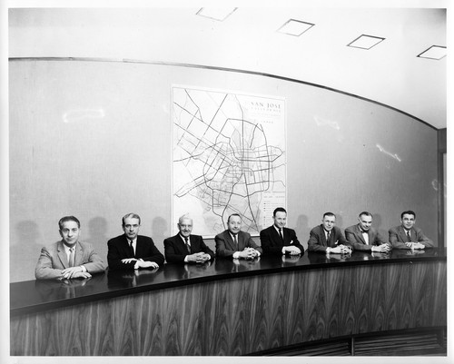 Image of San Jose City Council Members Sitting at the Council Chambers Desk