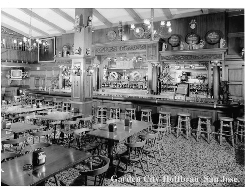 View of the San Jose Garden City Hofbrau Restaurant Bar