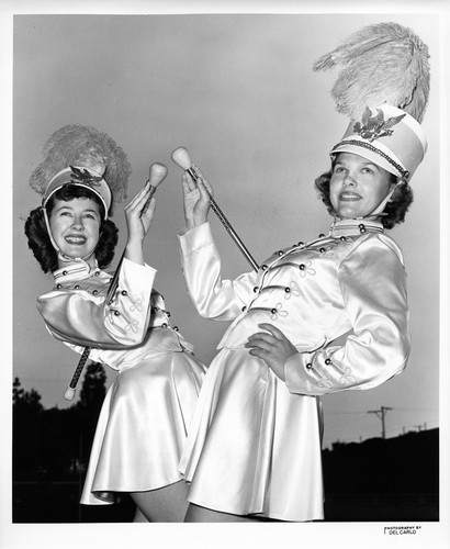 Two San Jose State College Majorettes Striking a Pose