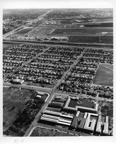 Aerial View of San Jose, CA Along Gish Road to Airport, Facing West