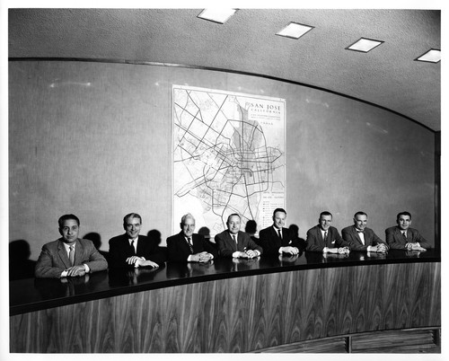 Image of San Jose City Council Members Sitting at the Council Chambers Desk