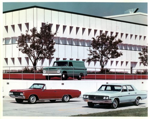 Partial View of the Fremont General Motors Corp. Building with Automobiles