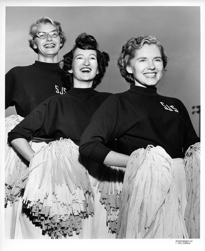 Portrait of Three Female San Jose State College Cheerleaders