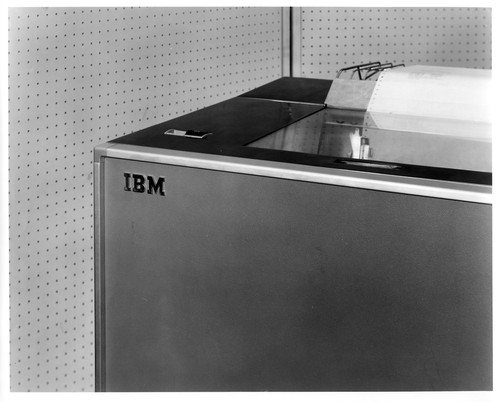 Detail Shot of an IBM Data Processing Machine Showing the IBM Logo