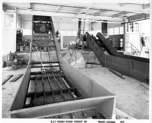 View of Conveyor Belts Under Construction at the Fremont GMC Assembly Plant