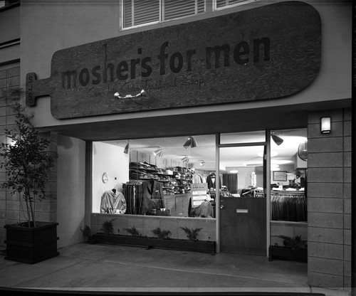 View of the Store Front and Display Windows of Mosher's for Men