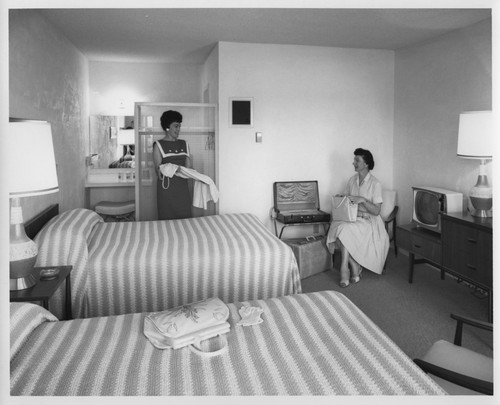 Two Ladies in Their Room at the Oxnard MoteLodge