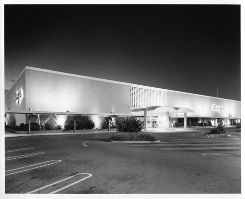 Exterior View of San Jose Macy's Department Store by Night