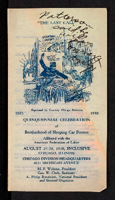 Program of the Quinquennial celebration of the of the Brotherhood of Sleeping Car Porters