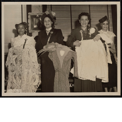 Prize winners at the Ladies Auxiliary to the Brotherhood of Sleeping Car Porters workshop (left-right): Estelle Samuels (New York City), Maxine Thompson (Los Angeles), Dora Jacobs (Hollywood)