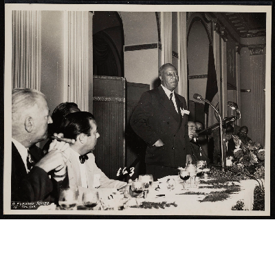 A. Philip Randolph addressing guests at luncheon tendered by mayor's committee at the Waldorf Astoria