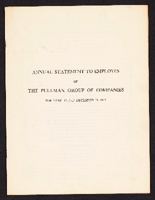 Annual statement to employes of the Pullman group of companies for year ended December 31, 1937