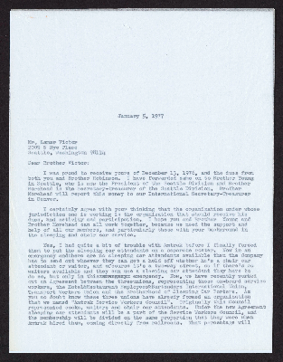 C.L. Dellums' outgoing correspondence