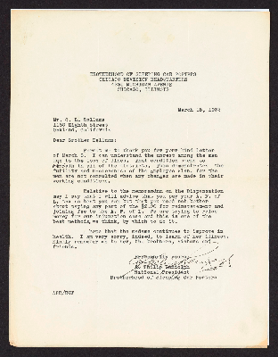 A. Philip Randolph correspondence to C.L. Dellums