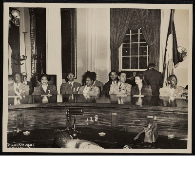 Group photograph (left-right): Bennie Smith, Mrs. Bennie Smith, G.C. Garron, Mrs. Ashley Totten, A.R. Blanchette, T.D. McNeal, Mrs. McNeal, Ernest Smith