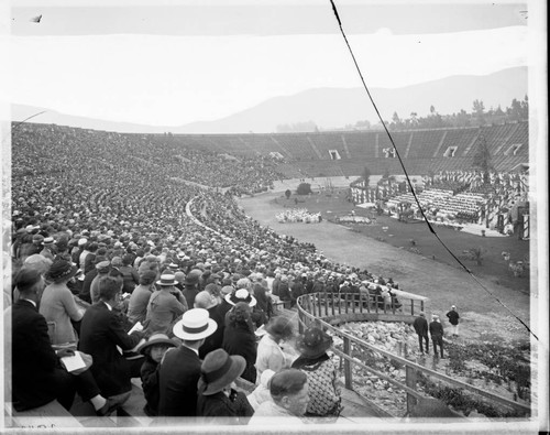 Pasadena High School commencement at the Rose Bowl, Pasadena. approximately 1924