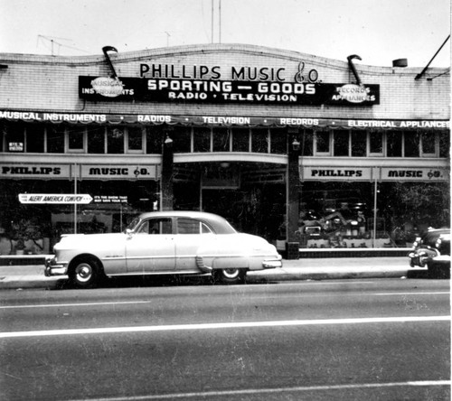 Phillips Music Company store front, Boyle Heights, California