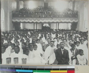 Interior view of Ambositra Church, Ambositra, Madagascar, ca.1920