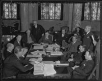City Council meeting with council members and advisors, Los Angeles, 1935