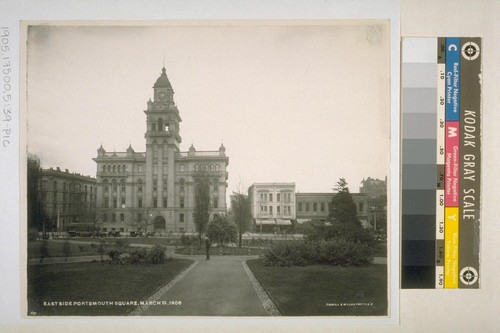 Hall of Justice. East side of Portsmouth Square. March 13, 1906. [Photograph by Turrill & Miller]