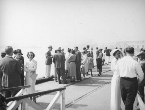L. A. Harbor, families waiting for the S. S. Monterey