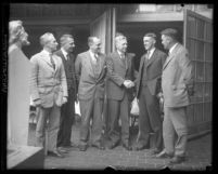 Los Angeles Park Commissioner Van Griffith with a group of men, circa 1920