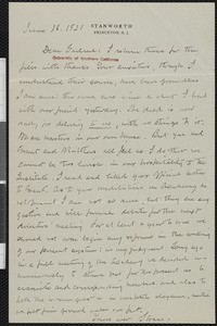 William Milligan Sloane, letter, 1921-06-16, to Hamlin Garland
