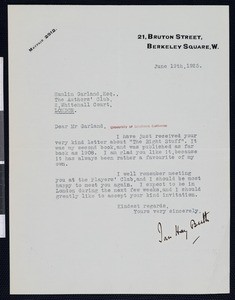Beith, John Hay, letter, 1925-06-10, to Hamlin Garland