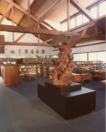 American Eagle sculpture in Payson Library, circa 1983