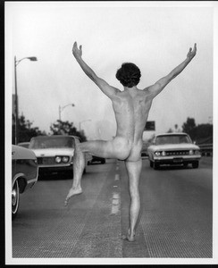 Nude man on the Hollywood Freeway