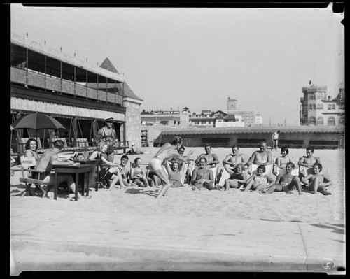 Group of people in front of Deauville Club in Santa Monica