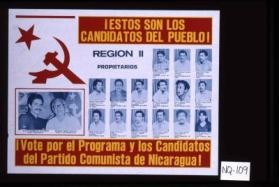 Estos son los candidatos del pueblo! Region II ...Vote por el programa y los candidatos del Partido Comunista de Nicaragua!