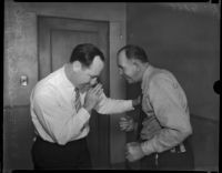 Frank Koehane and Jack Kearns sparring in courtroom, Los Angeles, 1934
