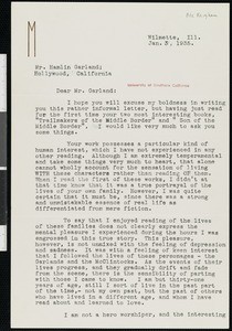 John A. McKeighan, letter, 1935-01-03, to Hamlin Garland