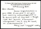 Letter of correspondence from T.J. Palmer to Charles Handy on his CBE