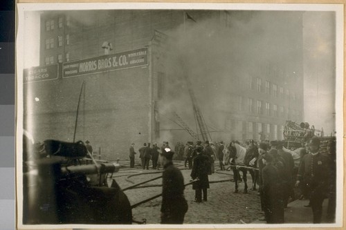 [Fire on the East side of Drumm St. bet. Sacramento & Calif. St.]