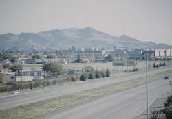 View southeast toward Taylor Mountain from the Journey's End Mobile Park, Santa Rosa, California, November 1970