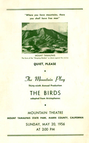 Program for the 1956 Mountain Play, The Birds, adapted from Aristophanes and produced by Richard Glyer [program]