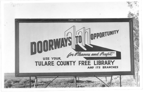 Billboard, Tulare County Library System, Tulare County, Calif