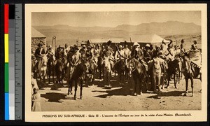 Bishop being escorted by men on horseback, South Africa, ca.1920-1940