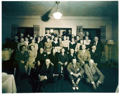 Stockton - Schools: Stockton High School 1911 class reunion; Fred Ellis, J. O. Gossett, Ansel Williams, Harold Noble, Otto Parkinson, Alda R. Evans