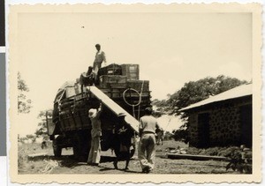 Loading trucks, near Sire, Ethiopia, 1952