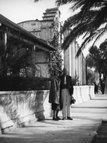 Ethel and Herman Schultheis at Mission San Gabriel