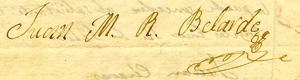Signature of Juan M.R. Belarde, 1846
