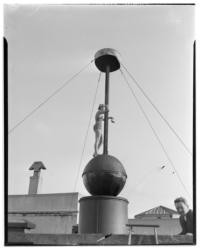 Edna Drescher and time ball on top of the Fairmont Hotel