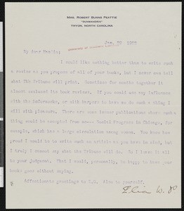 Elia Wilkinson Peattie, letter, 1922-01-29, to Hamlin Garland