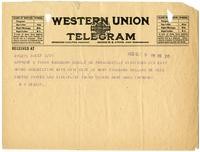 Telegram from William Randolph Hearst to Julia Morgan, October 9, 1922